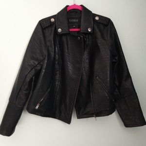 Eloquii Faux Black Leather Moto Jacket Size 14/16